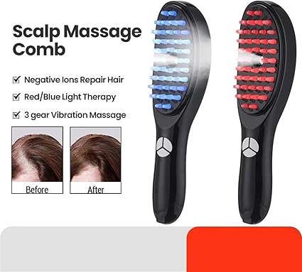 Sonic Vibration Scalp Massage Comb Light Therapy Head Massage Comb Anti Hair Loss Anion Spray Hair Growth Brush Stress Relief